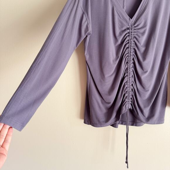 Athleta Purple Long Sleeve Center Ruche Scrunch Drawstring Shirt - Small - Picture 2 of 5